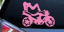Chic Girl Women on Motorcycle Car or Truck Window Vinyl Decal Sticker (Pink)