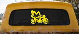 Chic Girl Women on Motorcycle Car or Truck Window Decal Sticker (Yellow)