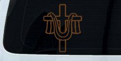 Cross with cloth draped Christian Car or Truck Window Decal Sticker (Copper)