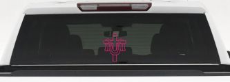 Christian Cross Draped Cloth Car Truck Window Vinyl Decal Sticker (Hot Pink)