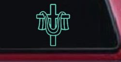 Cross with cloth draped Christian Car or Truck Window Decal Sticker (Mint)