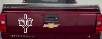 Cross with cloth draped Christian Car or Truck Window Decal Sticker (White)