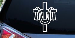 Cross with cloth draped Christian Car or Truck Window Decal Sticker