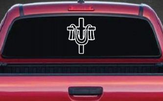Cross with cloth draped Christian Car or Truck Window Decal Sticker