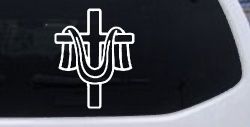 Cross with cloth draped Christian Car or Truck Window Decal Sticker