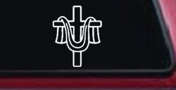 Cross with cloth draped Christian Car or Truck Window Decal Sticker