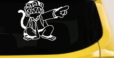 Evil Monkey Car Truck Window Vinyl Decal Sticker Auto Graphic Fun Decor (White)