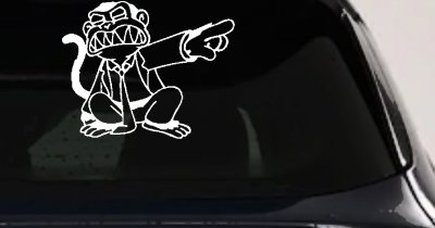 Evil Monkey Car Truck Window Vinyl Decal Sticker Auto Graphic Fun Decor (White)