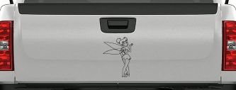 Tinkerbell Tinker Bell Blowing a Kiss Fairy Tale Cartoons Car or Truck Window Decal Sticker (Black)