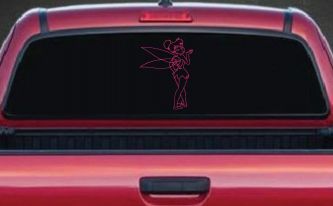 Tinkerbell Tinker Bell Blowing a Kiss Fairy Tale Cartoons Car or Truck Window Decal Sticker (Hot Pink)