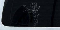 Tinkerbell Tinker Bell Blowing a Kiss Fairy Tale Cartoons Car or Truck Window Decal Sticker (Silver)
