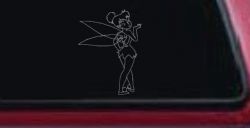 Tinkerbell Tinker Bell Blowing a Kiss Fairy Tale Cartoons Car or Truck Window Decal Sticker (Telegrey)