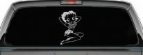 Betty Boop Arms Up Cartoons Lady Biker Car or Truck Window Decal Sticker (Light Gray)