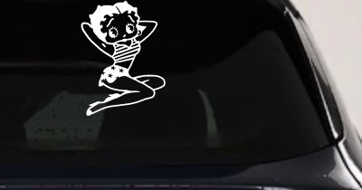 Betty Boop Arms Up Decal Cartoon Biker Lady for Car or Truck Windows