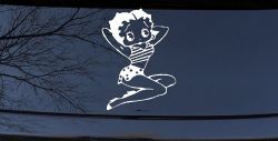 Betty Boop Arms Up Cartoons Lady Biker Car or Truck Window Decal Sticker