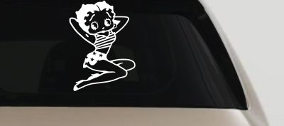 Betty Boop Arms Up Decal Cartoon Biker Lady for Car or Truck Windows