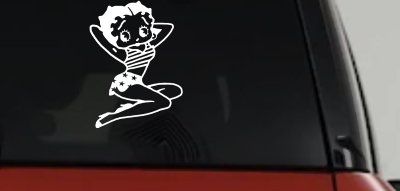 Betty Boop Arms Up Decal Cartoon Biker Lady for Car or Truck Windows