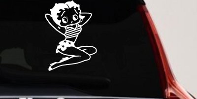 Betty Boop Arms Up Decal Cartoon Biker Lady for Car or Truck Windows