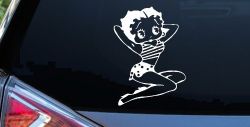 Betty Boop Arms Up Cartoons Lady Biker Car or Truck Window Decal Sticker