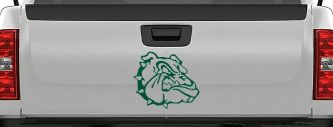 Bulldog Head Sports Car or Truck Window Decal Sticker (Dark Green)