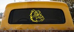 Bulldog Head Sports Car or Truck Window Decal Sticker (Yellow)