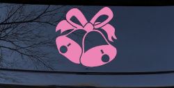 Christmas Bells Car or Truck Window Decal Sticker (Pink)