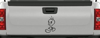 Tweety Bird Whistling Cartoons Car or Truck Window Decal Sticker (Matte Black)