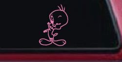 Tweety Bird Wink Cartoons Car or Truck Window Decal Sticker (Pink)