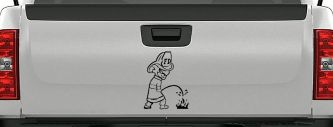 Fireman Pee on Fire Car or Truck Window Decal Sticker (Black)