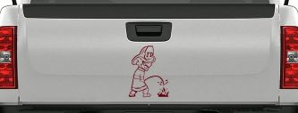 Fireman Pee on Fire Car or Truck Window Decal Sticker (Purple Red)