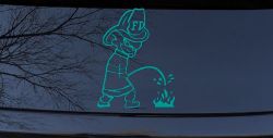 Fireman Pee on Fire Car or Truck Window Decal Sticker (Turquoise)