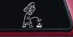 Fireman Pee on Fire Car or Truck Window Decal Sticker