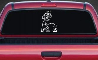 Fireman Pee on Fire Car or Truck Window Decal Sticker