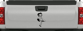 Betty Boop Skirt Lady Biker Cartoons Car or Truck Window Decal Sticker (Black)