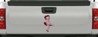 Betty Boop Skirt Lady Biker Cartoons Car or Truck Window Decal Sticker (Burgundy)