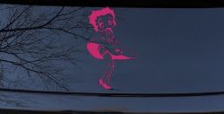 Betty Boop Skirt Lady Biker Car Truck Window Vinyl Decal Sticker (Hot Pink)