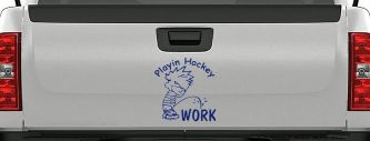 Playin Hockey Pee on work Funny Car or Truck Window Decal Sticker (Navy)