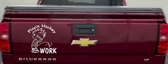 Funny Hockey Pee on Work Car Truck Window Vinyl Decal Sticker (White)