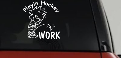 Funny Hockey Pee on Work Car Truck Window Vinyl Decal Sticker