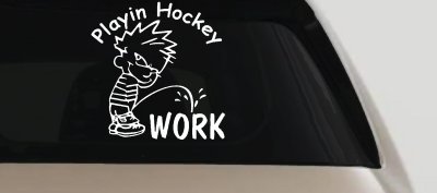 Funny Hockey Pee on Work Car Truck Window Vinyl Decal Sticker