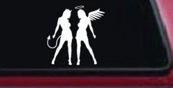 Sexy Good Evil Twins Angel and Devil Girls Sexy Car or Truck Window Decal Sticker