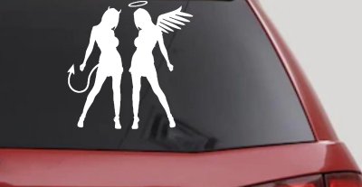 Angel Devil Twins Car Decal - Sexy Vinyl Sticker for Truck Window