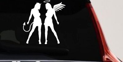 Angel Devil Twins Car Decal - Sexy Vinyl Sticker for Truck Window