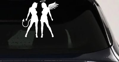 Angel Devil Twins Car Decal - Sexy Vinyl Sticker for Truck Window