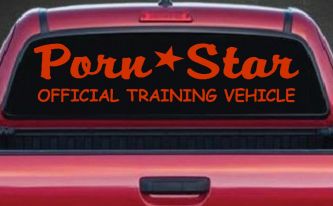 Porn Star Official Training Vehicle Funny Car or Truck Window Decal Sticker (Orange Red)