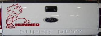 Pee on Hummer Car or Truck Window Decal Sticker (Burgundy)