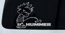 Pee on Hummer Car or Truck Window Decal Sticker (Light Gray)