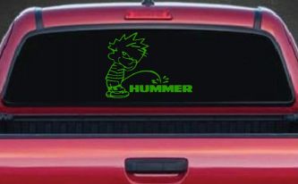 Pee on Hummer Car or Truck Window Decal Sticker (Lime)