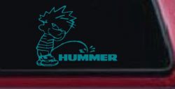 Pee on Hummer Car or Truck Window Decal Sticker (Turquoise Blue)