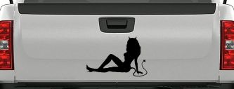 Mudflap Devil Girl Car or Truck Window Decal Sticker (Black)